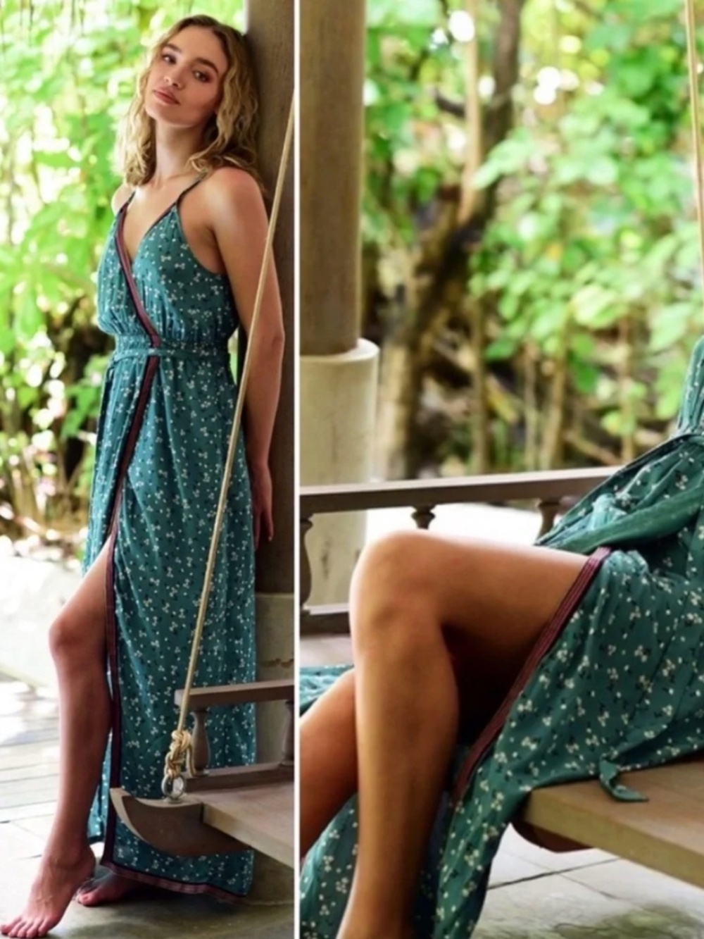 Billabong Soft Seas Printed Maxi Dress – Emerald Bay size M